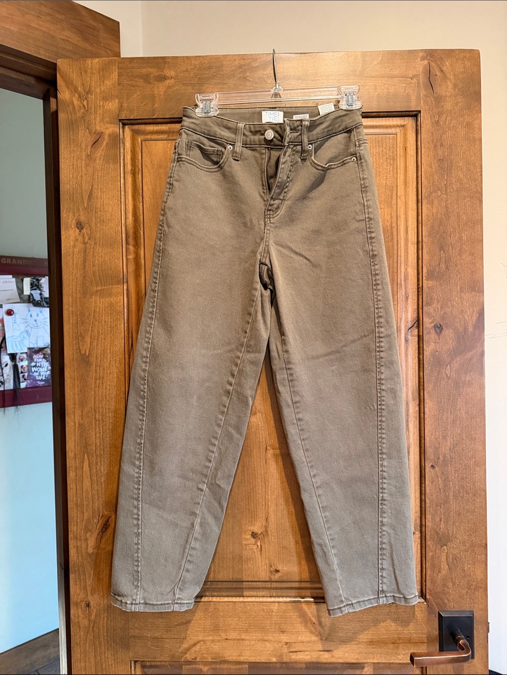 Time and Tru green denim wide leg pant